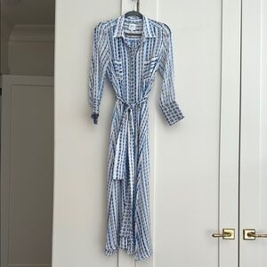 Misa Los Angeles Blue and White Striped Long Dress